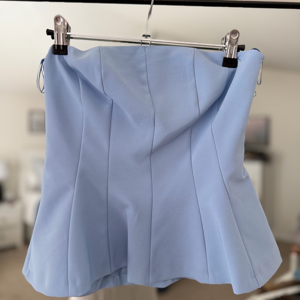 Zara Light Blue Strapless Top